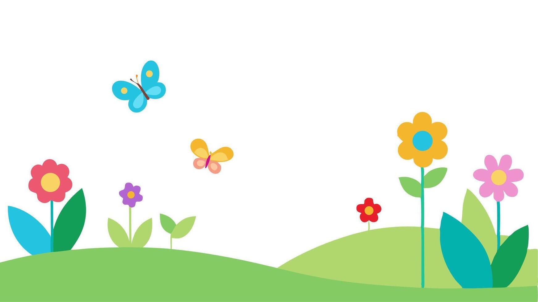 Peaceful Garden Scene with Colorful Flowers and Tranquil Nature vector