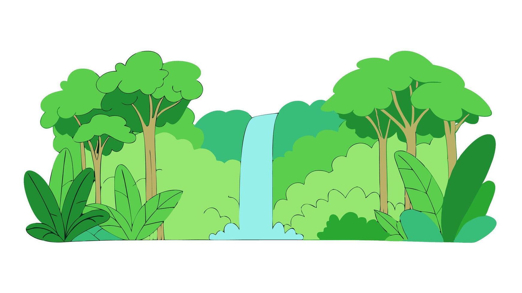 Wild Jungle Nature View Tall Green Trees vector