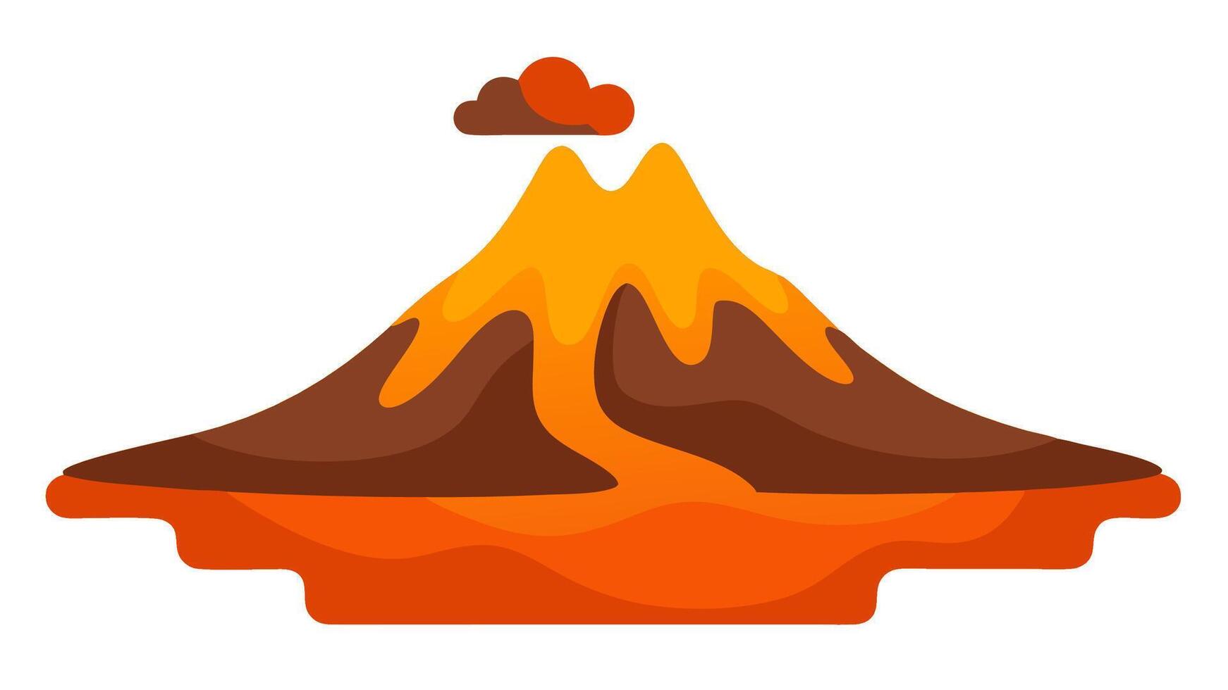 Simple Flat Scene of a Volcano with Smoke Lava and Natural Landscape vector