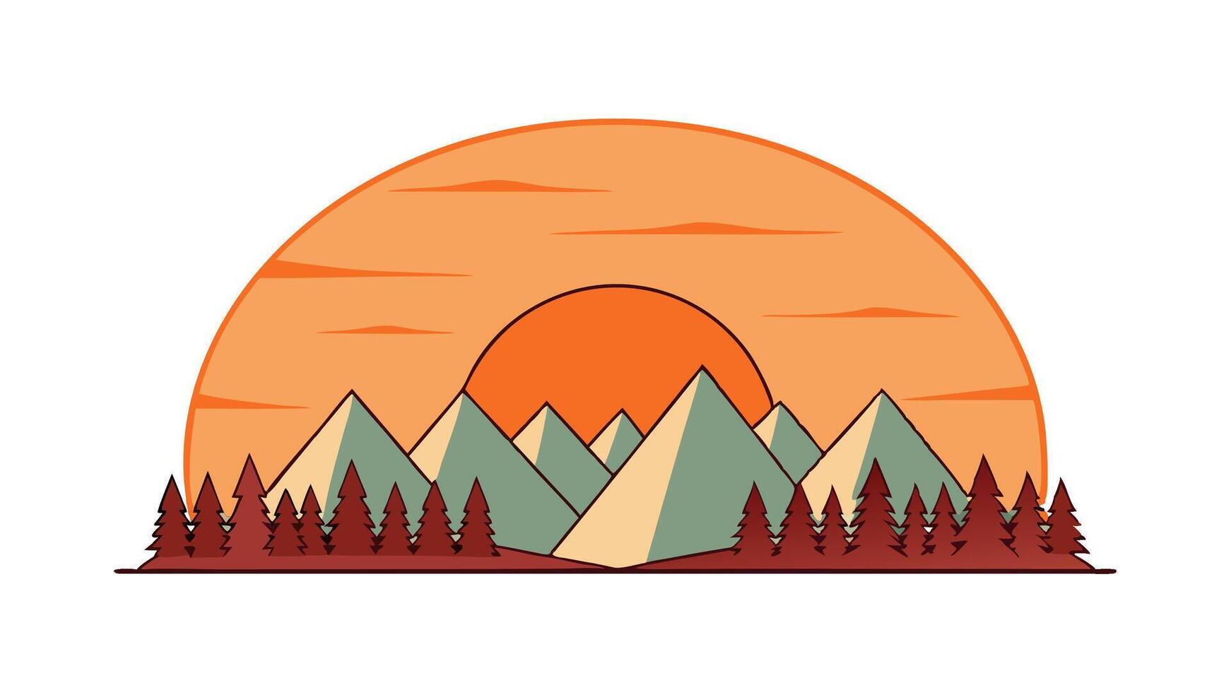Distant Mountain Landscape with Peaceful Scenery and Natural Horizon vector
