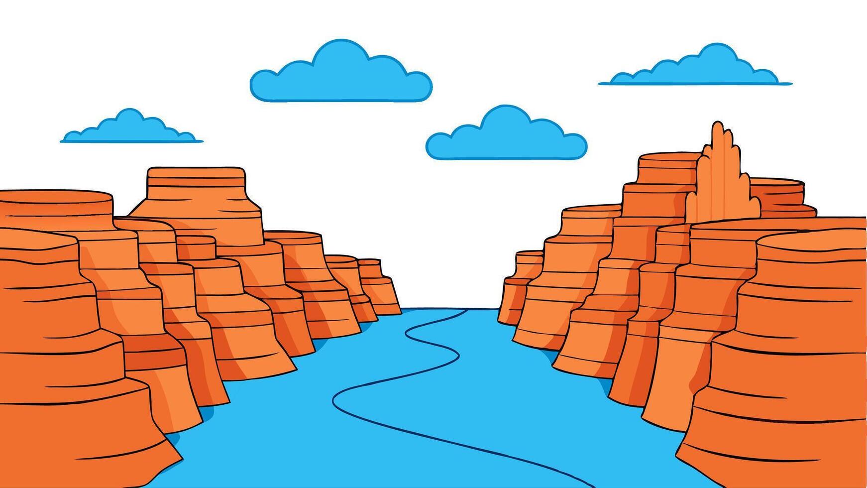 Simple Canyon Scene Layered Rock Formations Natural Desert Landscape vector