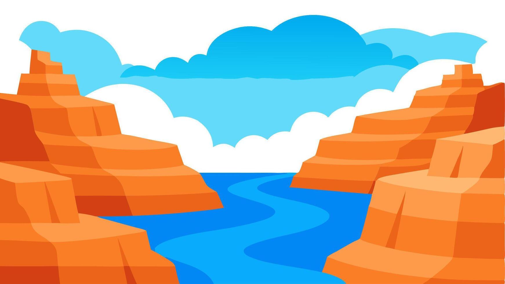 Canyon Scene with Layered Rock Formations and Natural Desert Landscape vector