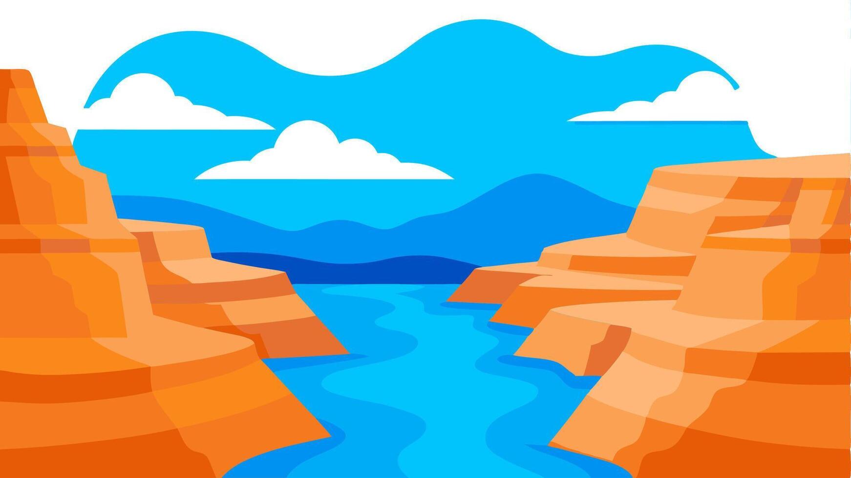 Simple Canyon Scene Layered Formations and Natural Desert Landscape vector