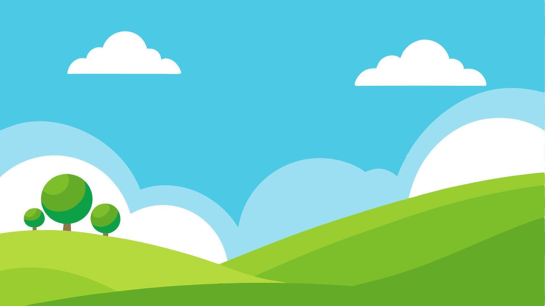 Simple Cartoon Nature Background Trees Sky Colorful Landscape Scene vector