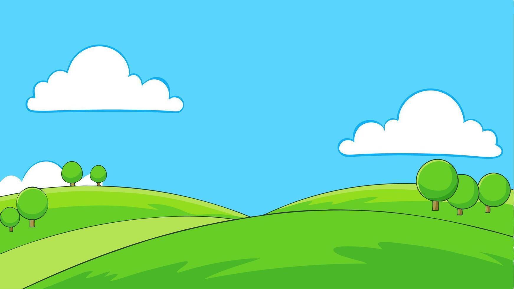 Simple Cartoon Nature Background Trees and Colorful Landscape Scene vector