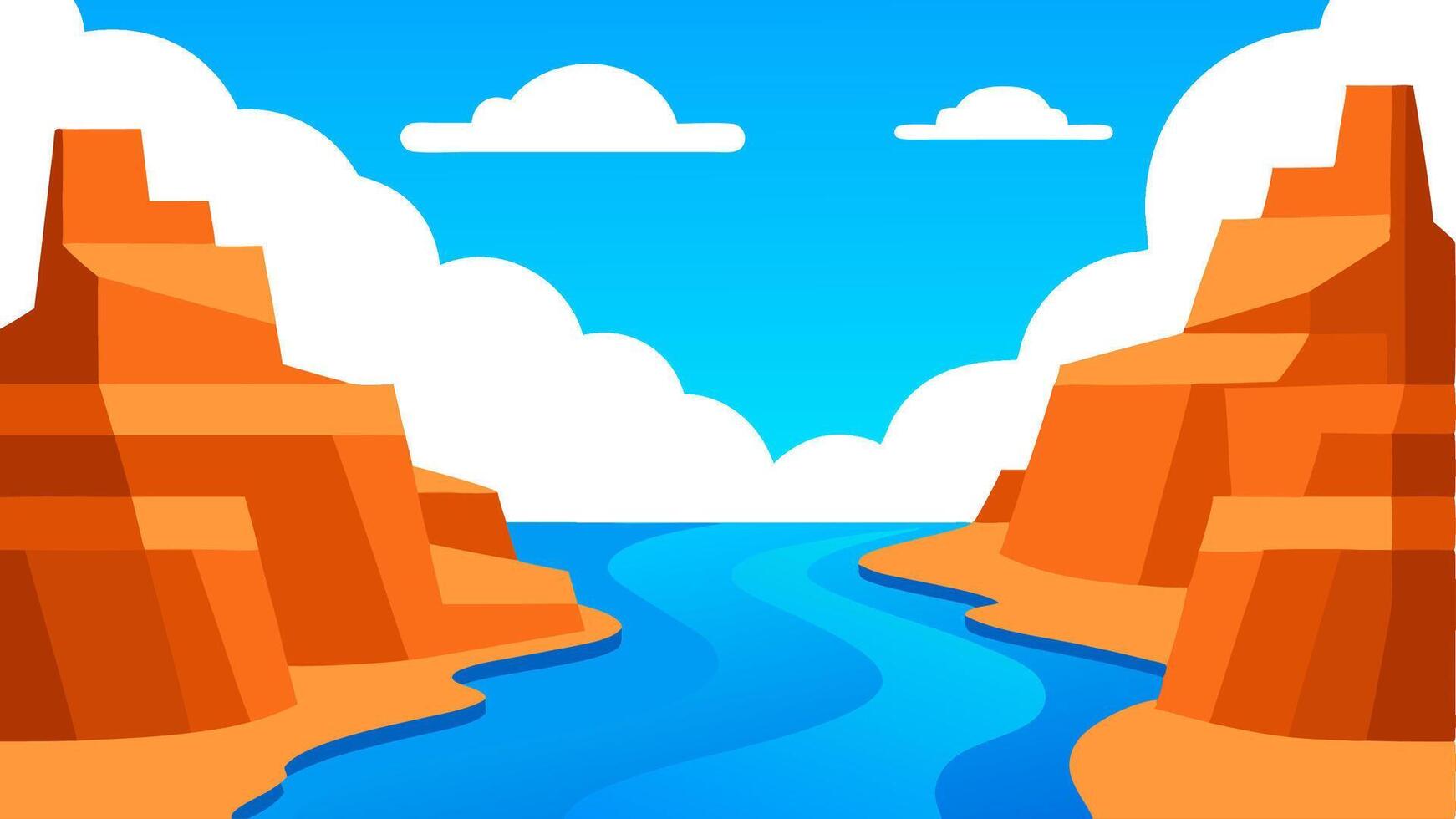 Simple Canyon Scene with Layered Rock Formations Natural Desert Landscape vector