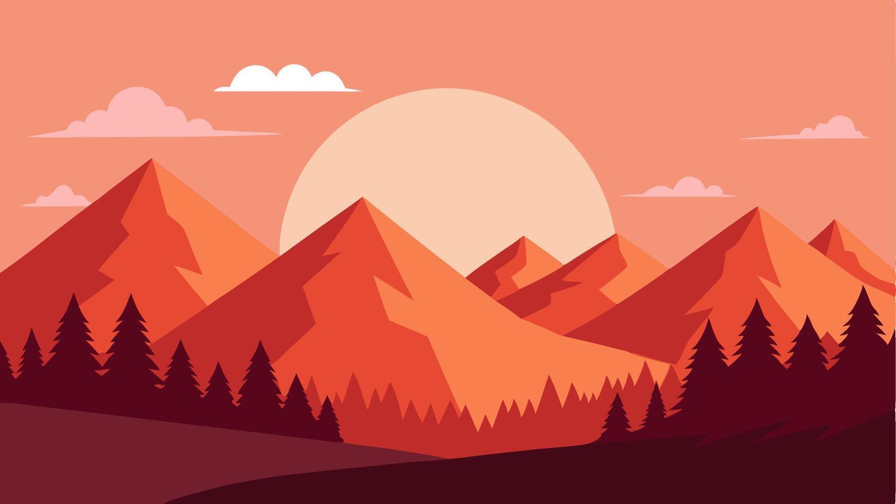 Distant Mountain Landscape with Peaceful Scenery Natural Horizon View vector