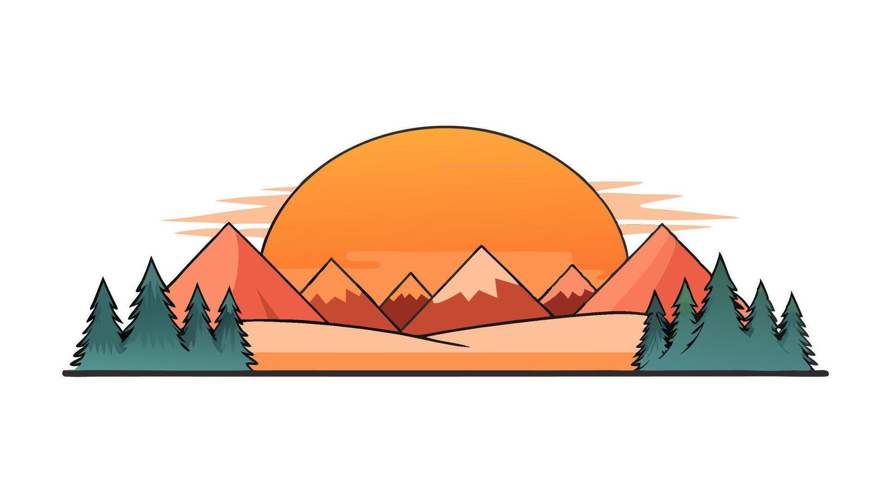 Distant Mountain Landscape with Peaceful Scenery and Natural Horizon View vector