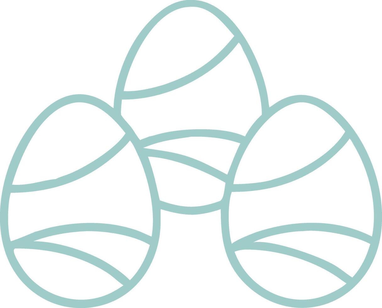 Three Easter Eggs Minimalist Outline On Black vector