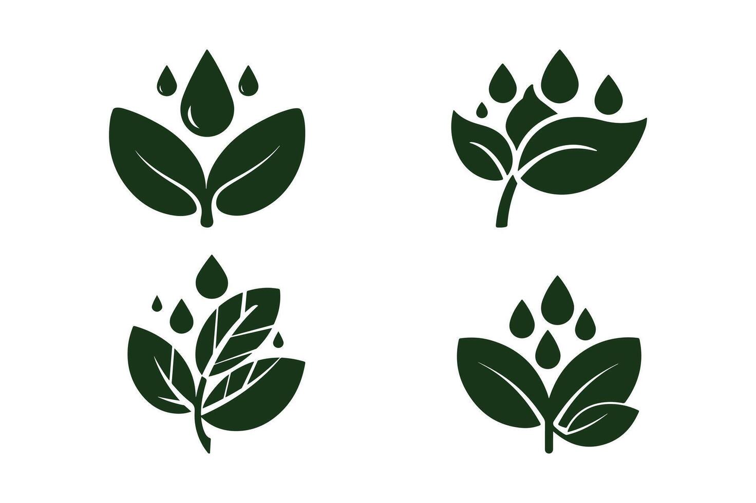 Eco Leaf Drop Icons Minimalist Nature Water Leaf Set vector