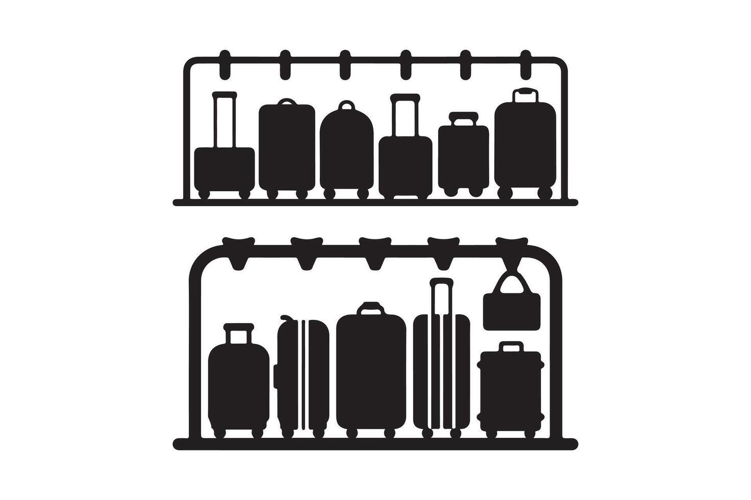 Luggage Icon Set Suitcase and Travel Bag Symbols for Tourism, Airport, and Storage Concepts vector