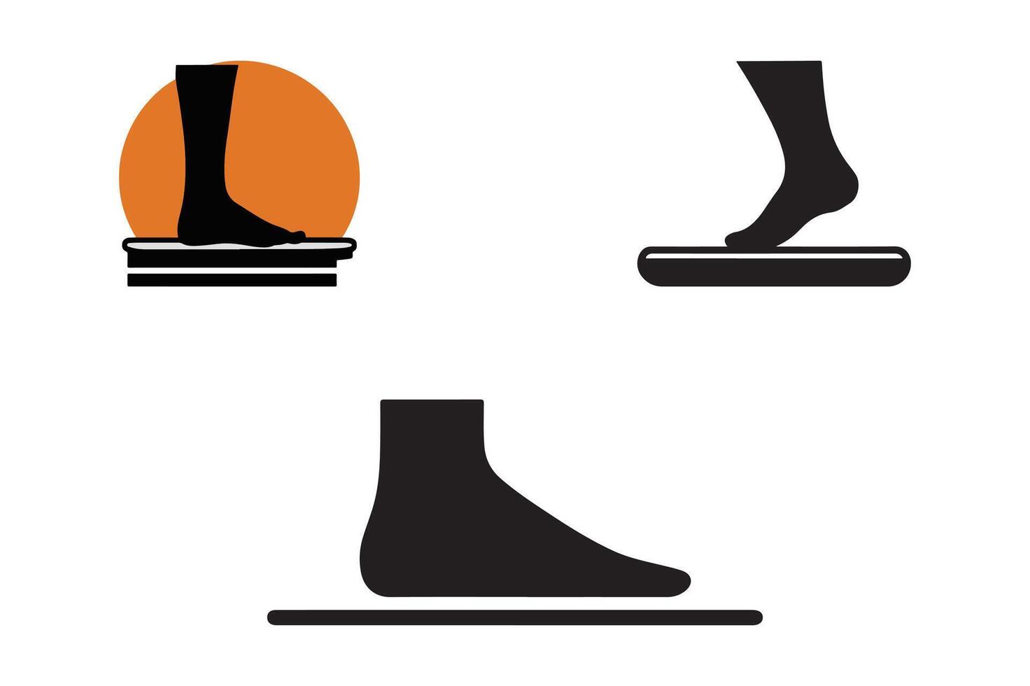 Foot Silhouette Icon Set Leg Step Symbols on Platform for Fitness, Healthcare, and Balance Concepts vector