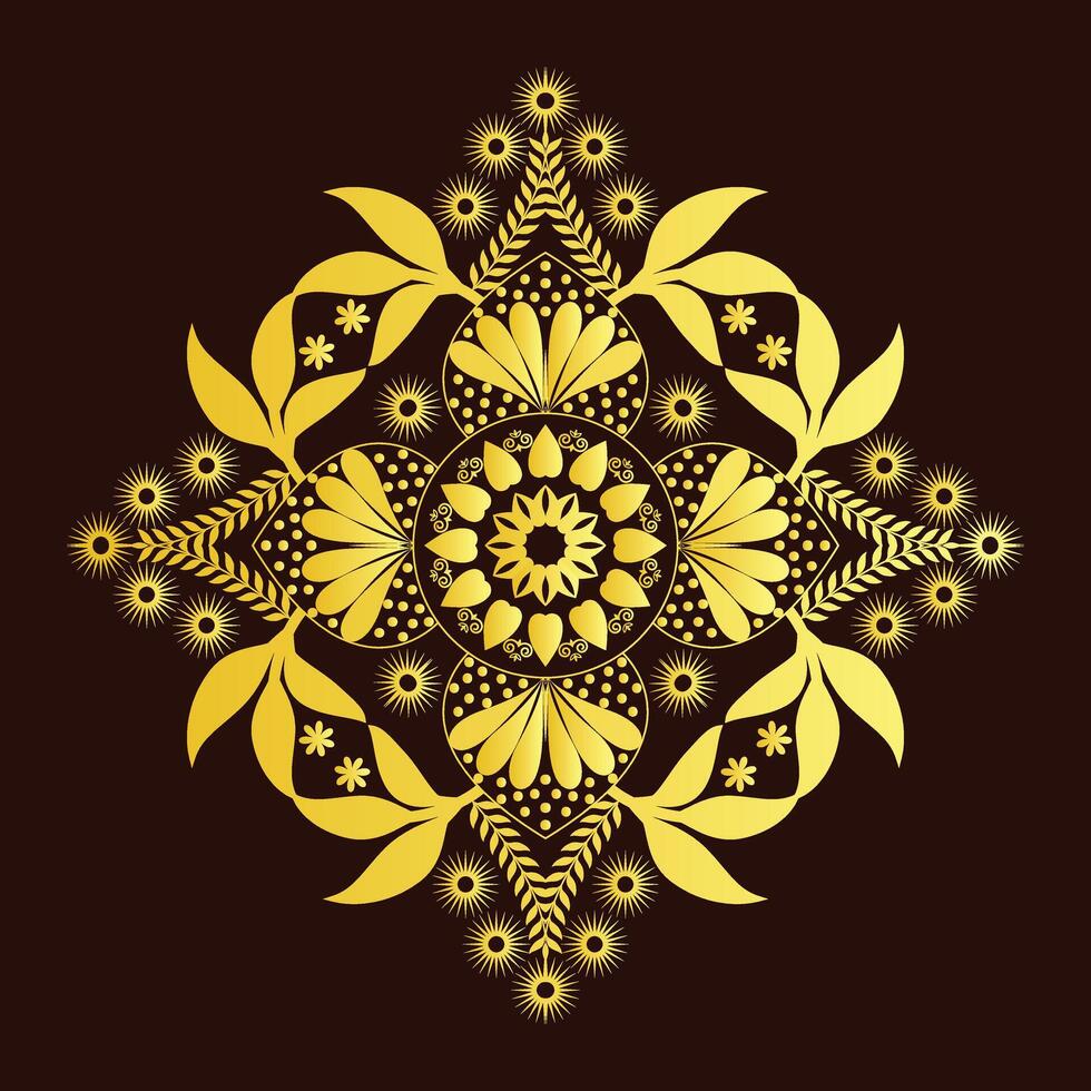 golden mandala pattern on a black background vector