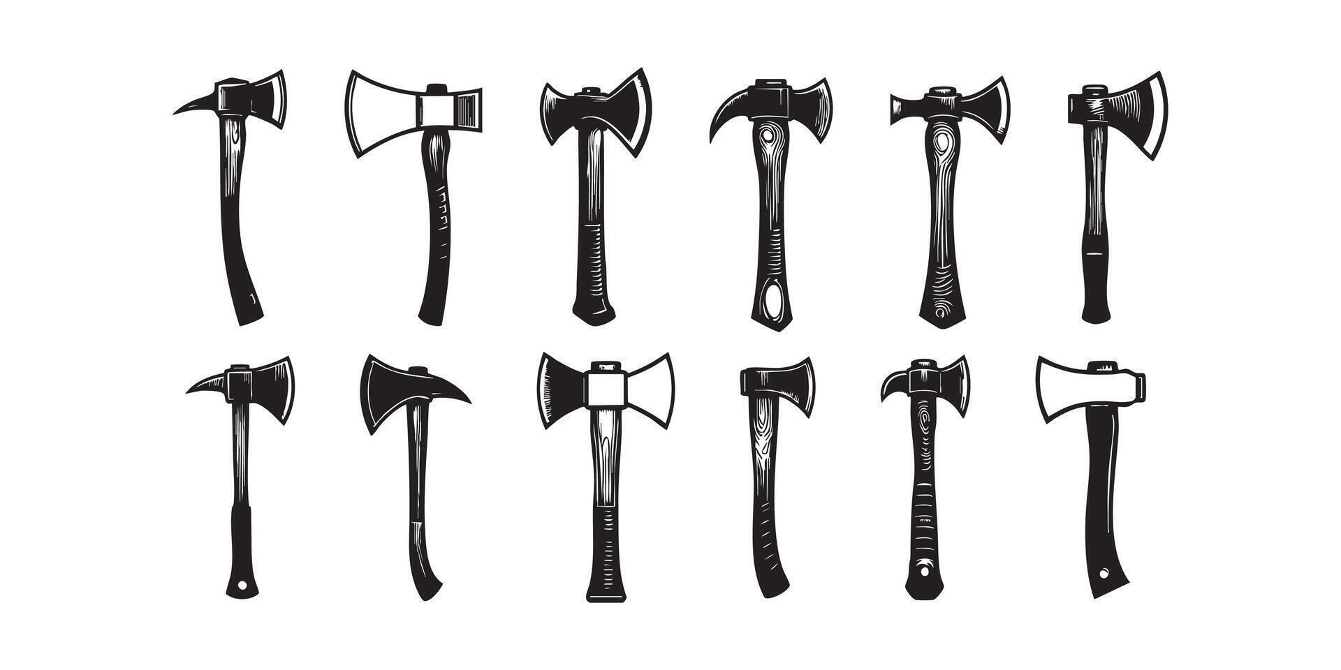 Axe Silhouette Set for Camping and Lumberjack Themes vector