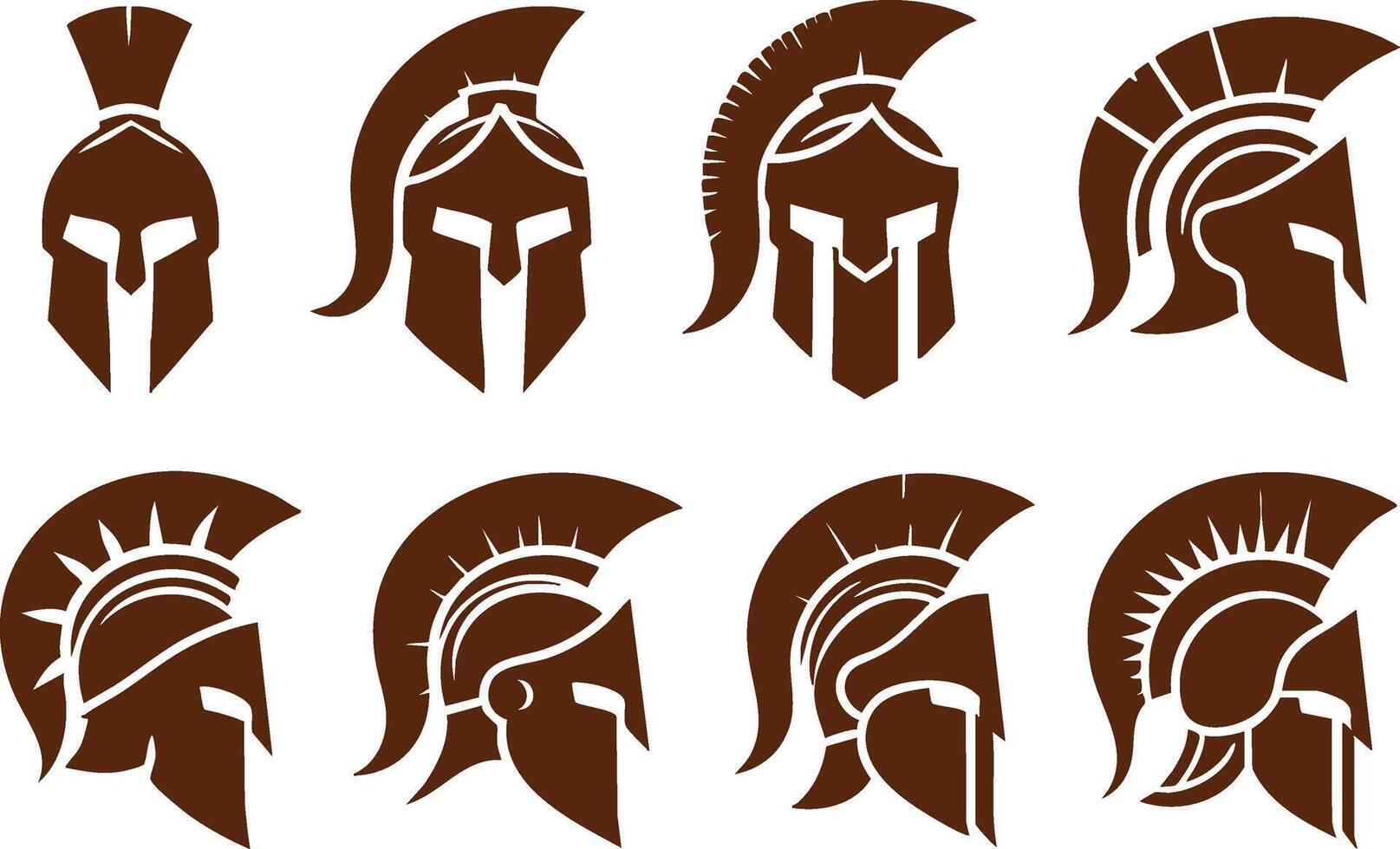 Collection of Spartan Helmet Silhouettes vector