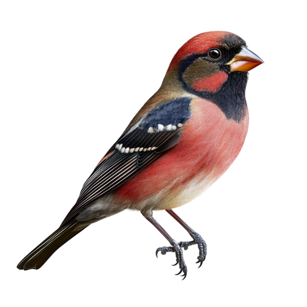 bird with red and black feathers on a transparent background png