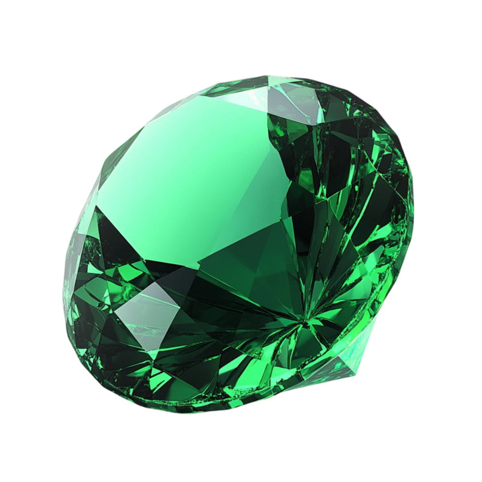Shiny Green Emerald Gemstone With Faceted Cut png