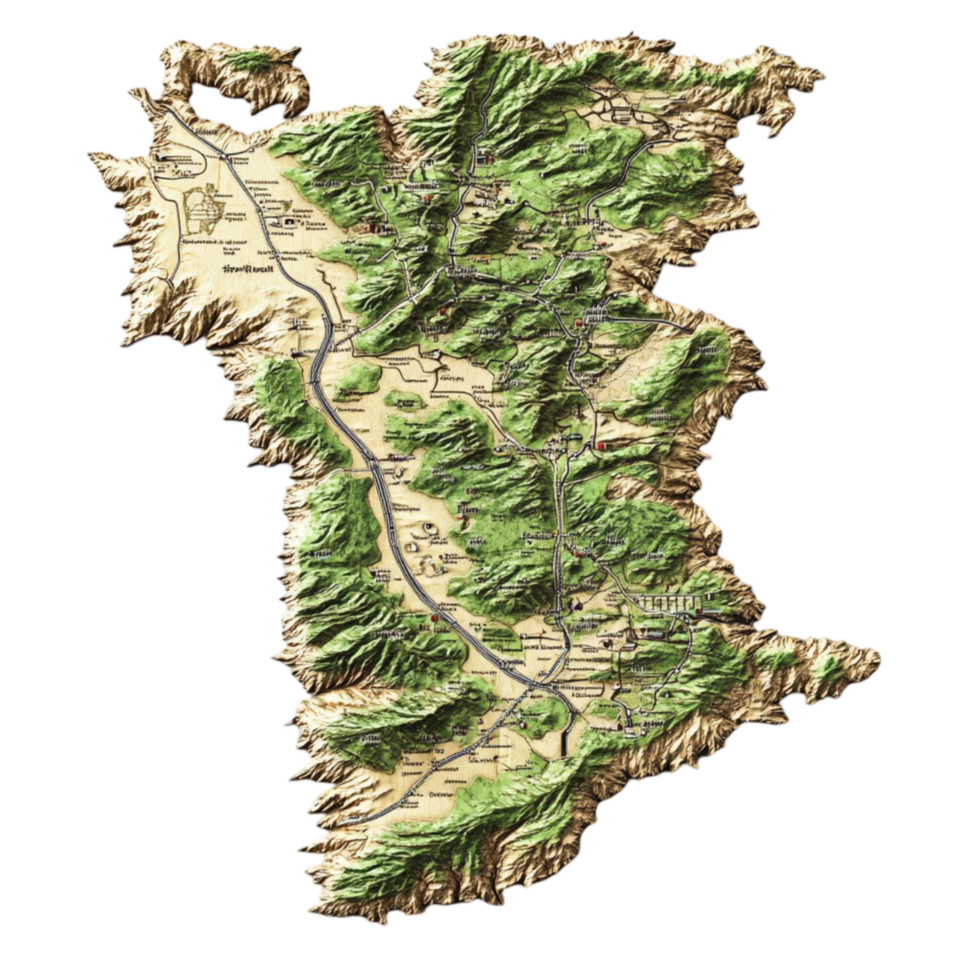 Detailed 3D World Map Illustration On A Transparent Background png