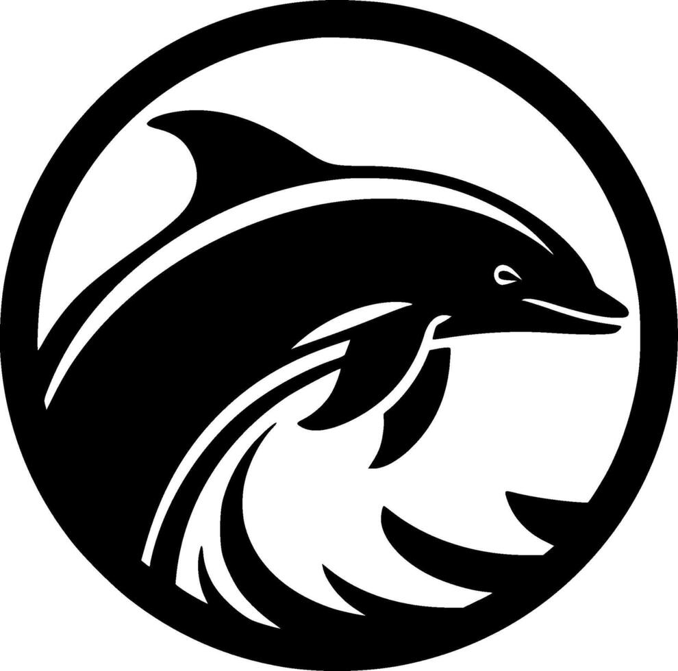 Premium Black Dolphin Icon - High-Quality Design for T-Shirts, Mugs, and More - Perfect for Ocean Lovers and Marine Life Enthusiasts vector
