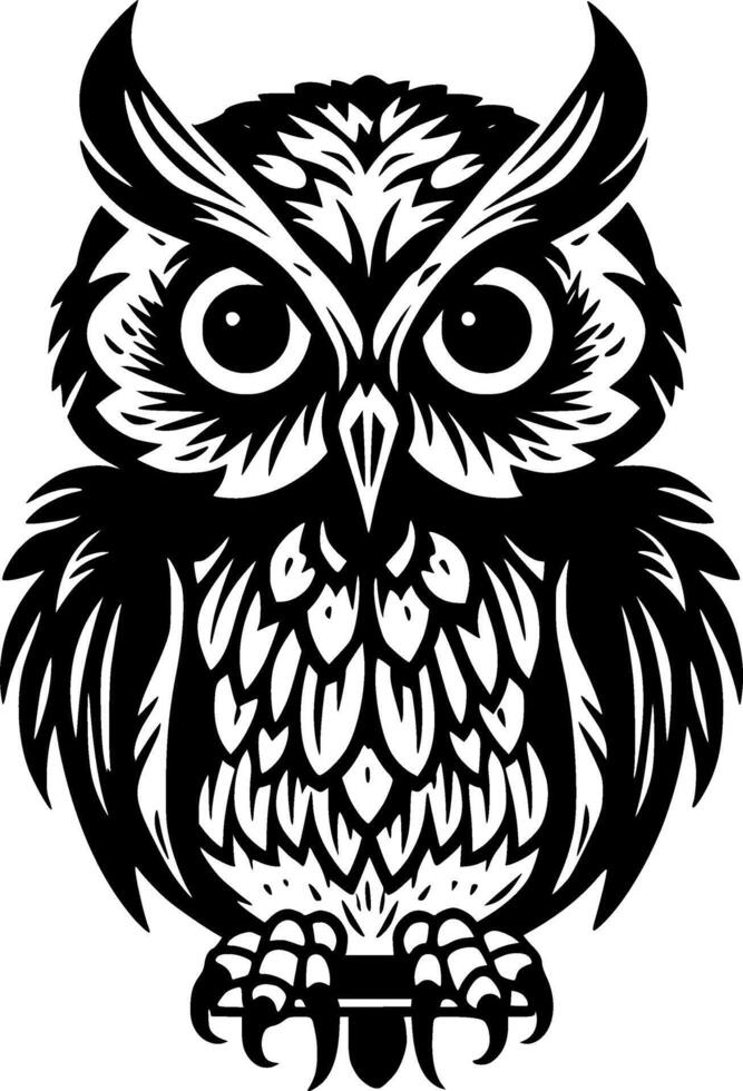 Premium Black and White Owl Baby Icon - Unique Design for T-Shirts, Mugs, and More - Perfect Gift for Nature Lovers and Owl Enthusiasts vector