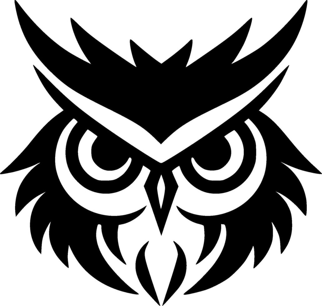 Premium Black and White Owl Icon - High-Quality Design for T-Shirts, Mugs, and More - Perfect for Nature Lovers and Wildlife Enthusiasts vector
