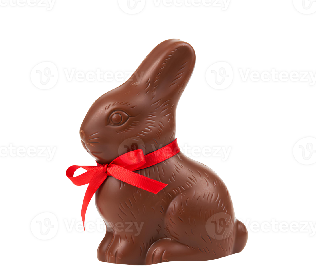 Milk chocolate bunny with a decorative bow, ideal for Easter celebrations and candy themes png
