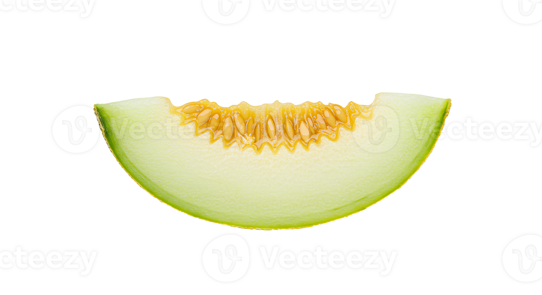 Honeydew melon slice with seeds visible, isolated for vegan and organic food designs png