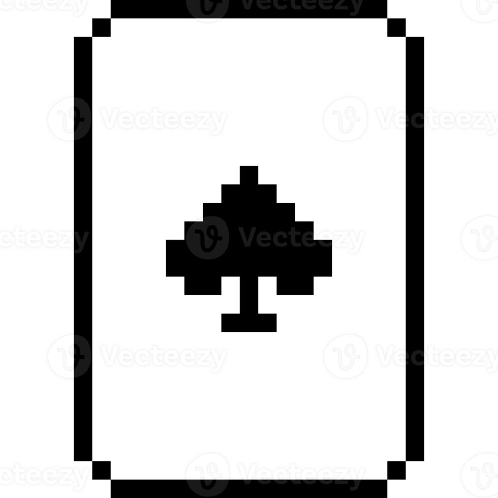 8 bit poker card. Poker playing card pixel art style. Pixelated icon png