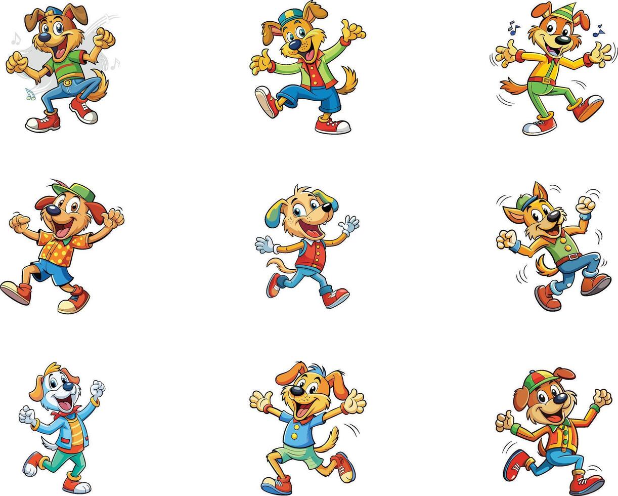cartoon dog dancing illustration design vector