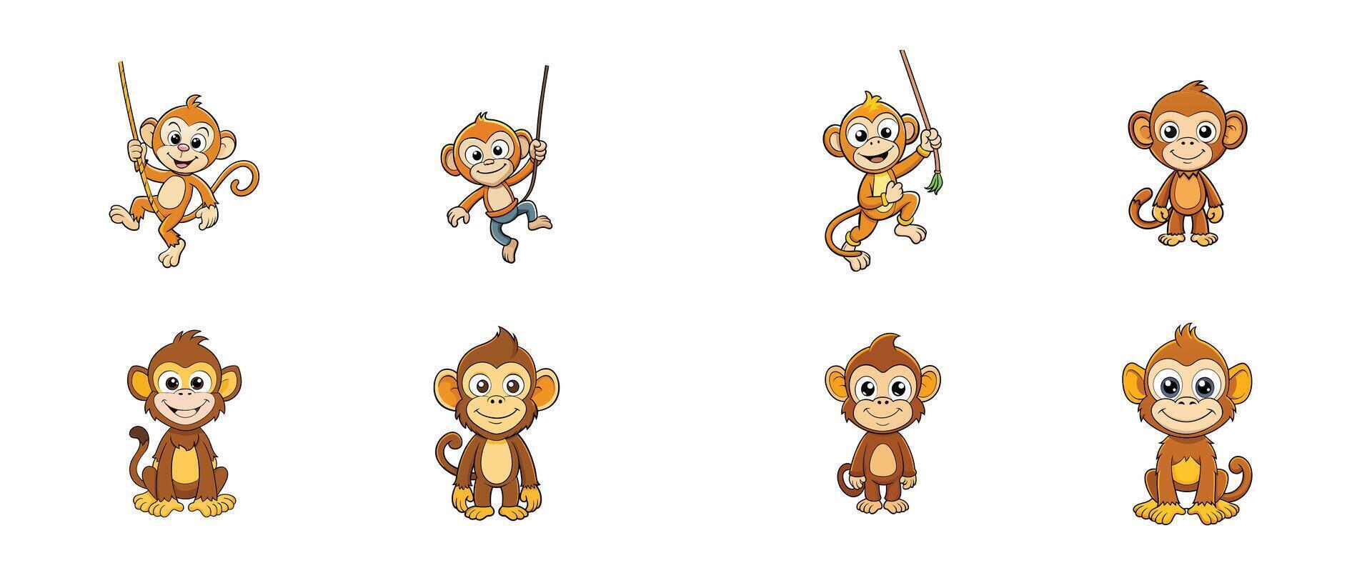 2D munkey illustration design vector