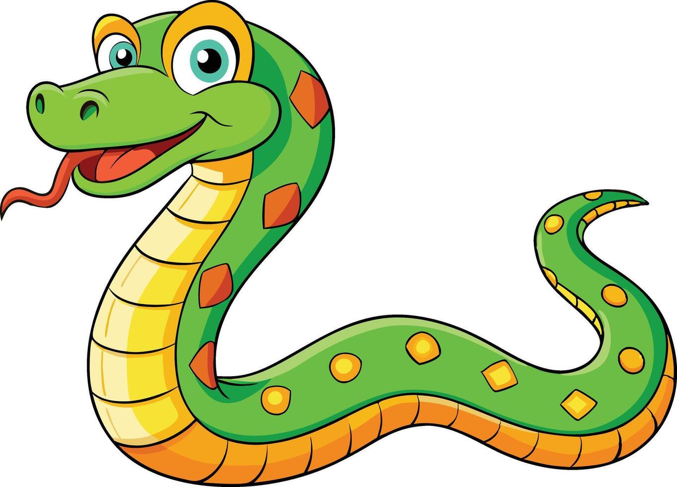 Adorable Cartoon Snake Illustration Happy Reptile Character Design for Kids vector