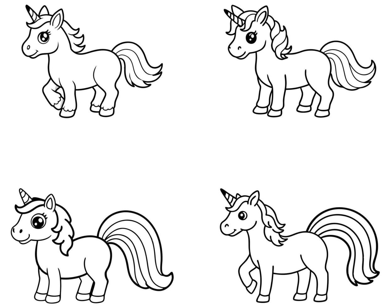 Unicorn coloring page for Art vector