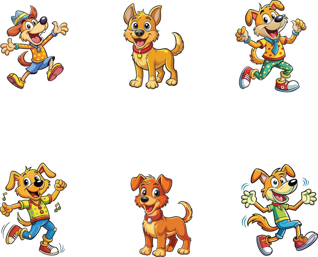 cartoon dog dancing illustration vector