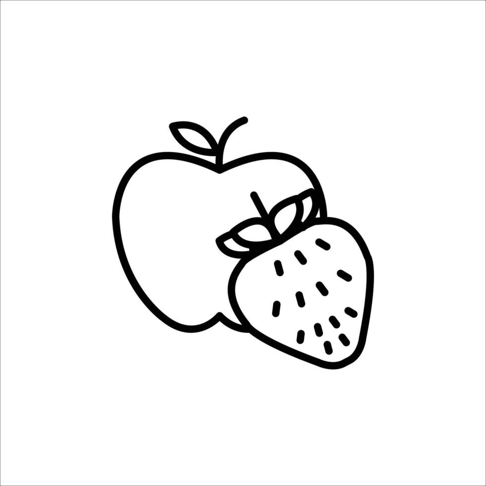 illustration of an apple and strawberry vector