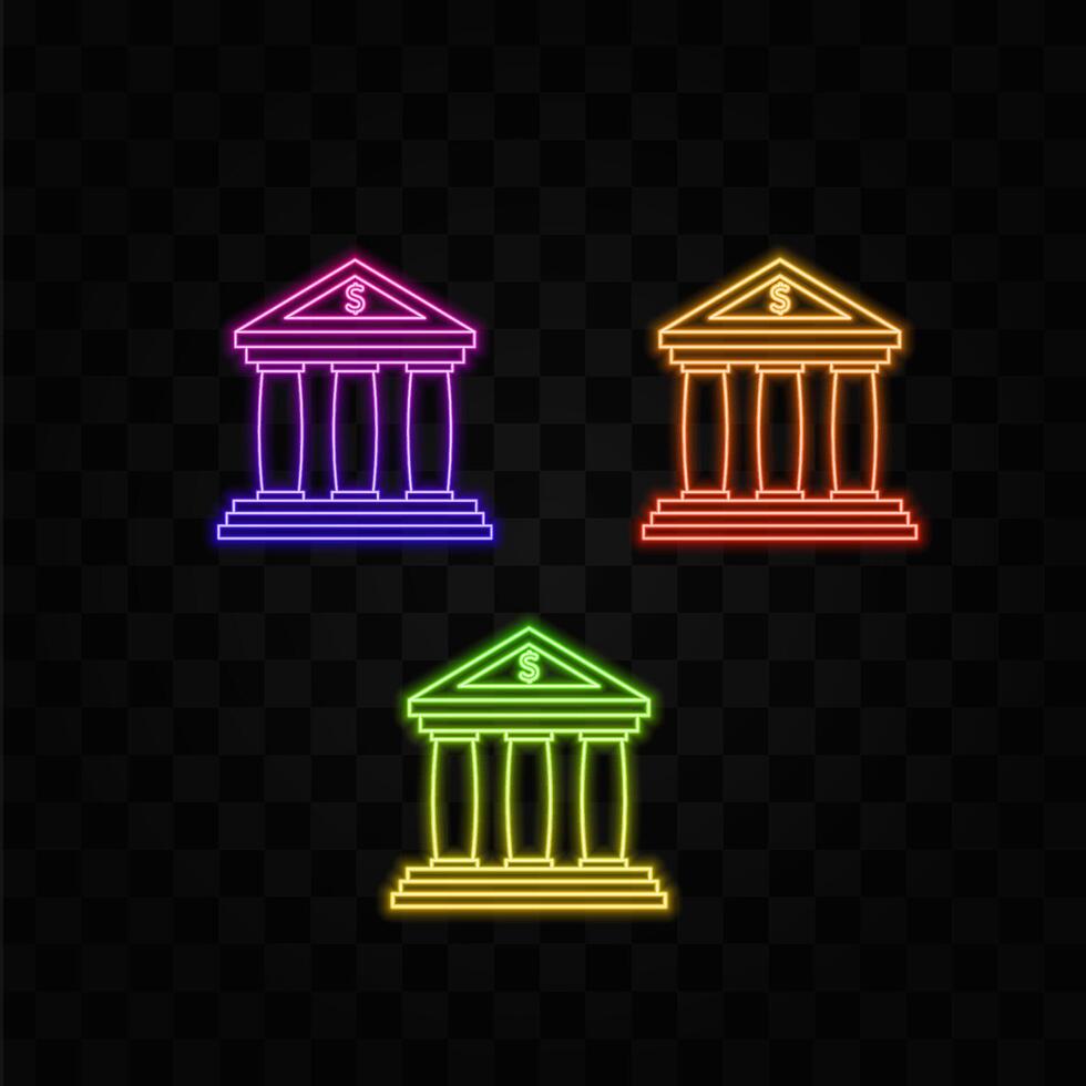 Bank building mockup image illustration design. neon style. vector