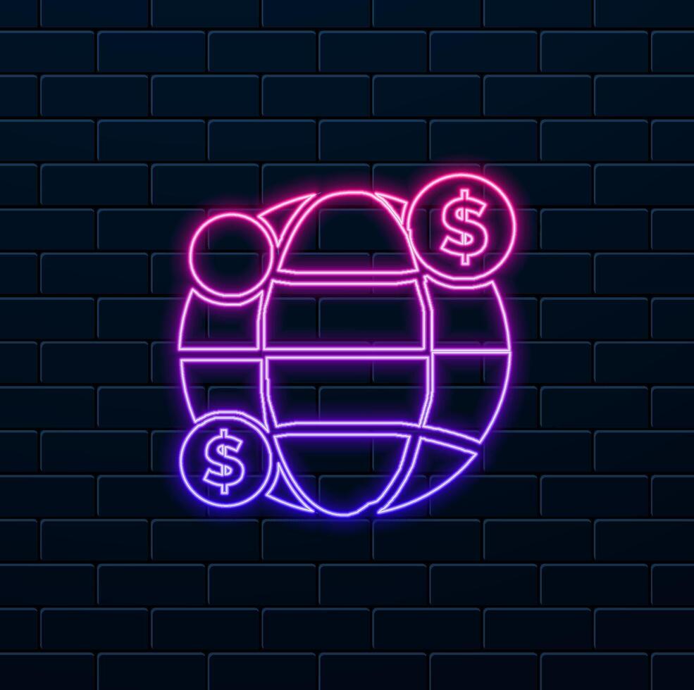 Global dollar illustration on a quality background. neon.premium symbols. style for concept and graphic design. vector
