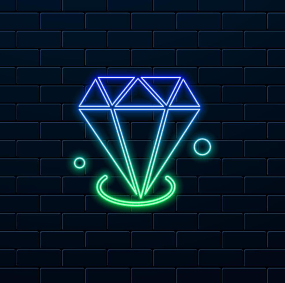diamond and jewel design logo template symbol. neon style. diamond cone. diamond gems sign and symbol. neon. vector