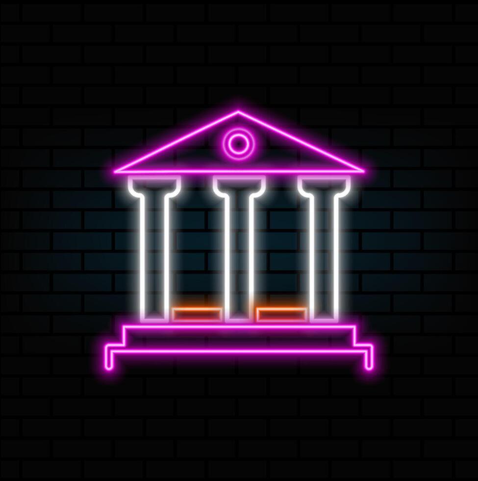Authority icon Government senator Universal interface element. neon style. Building icon, court, bank, landmark, symbol, architecture. neon. vector
