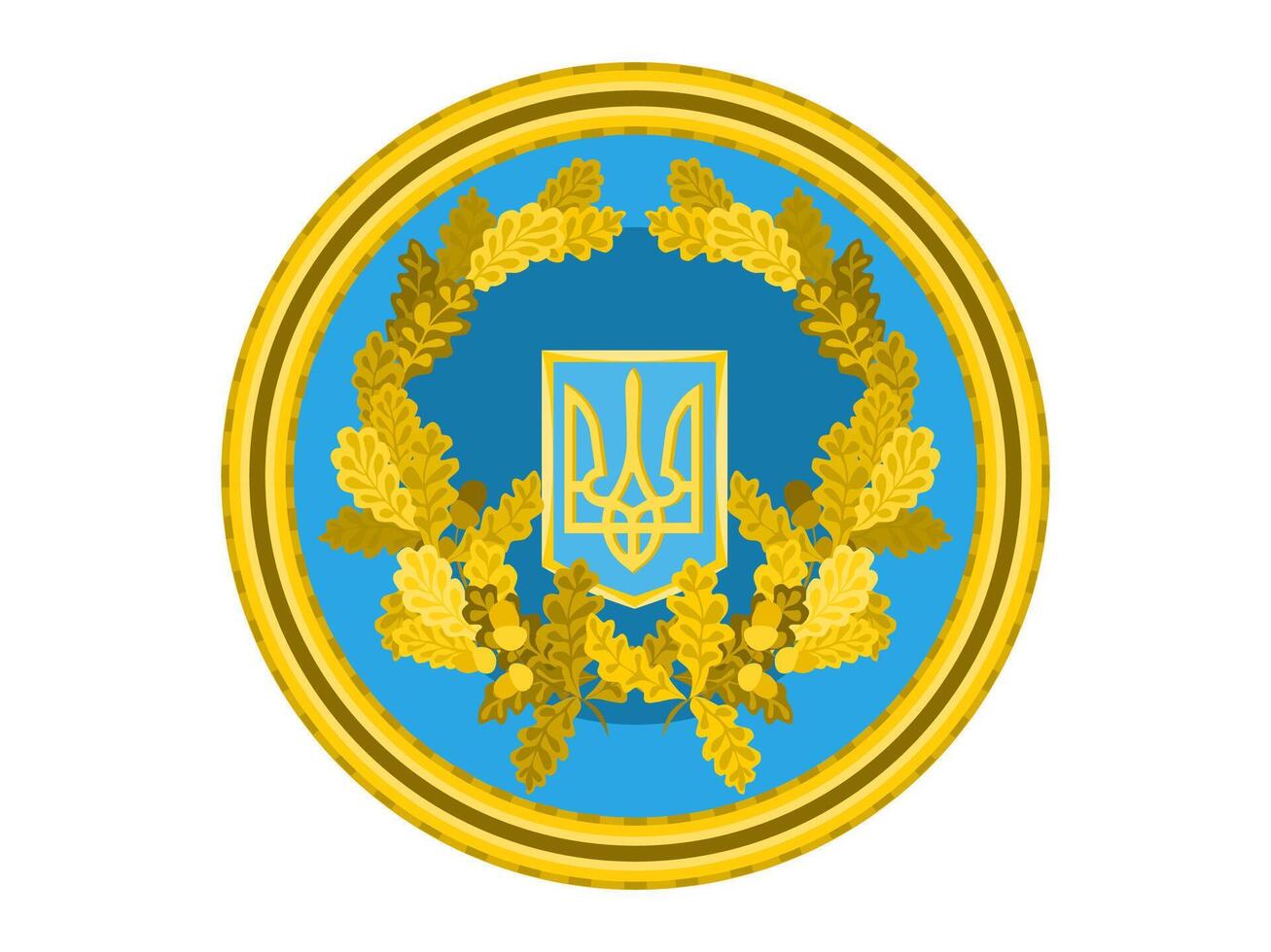 coin victory ukraine sign oak leaves and trident vector