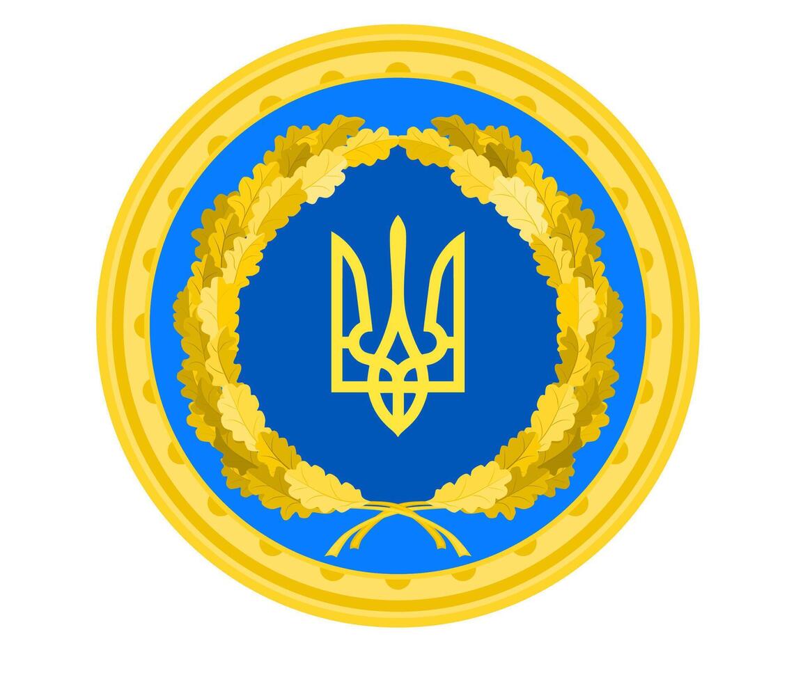 coin simple ukraine sign oak leaves and trident vector