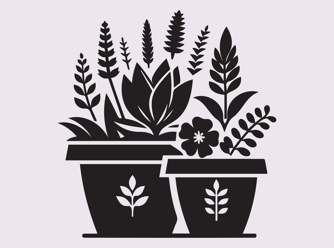 Simple and Elegant Pottery Planter Silhouette in Black for Home and Craft Projects vector