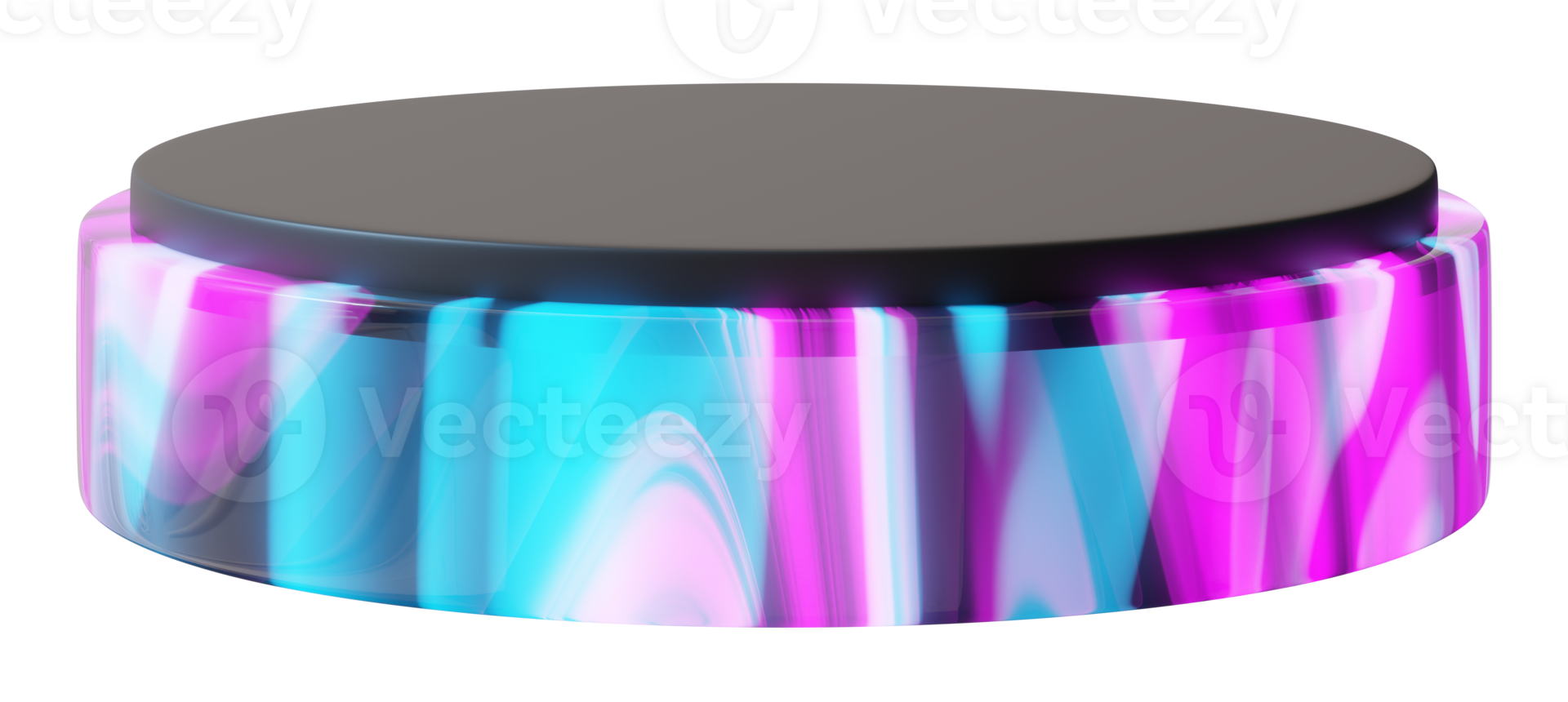 This podium is ideal for showcasing products, featuring a sleek and modern design with a glossy surface in vibrant colors. Its three-dimensional structure enhances appeal and visibility png