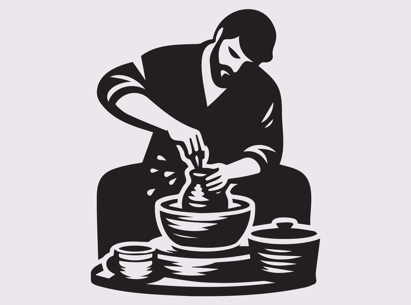 Silhouette of a Talented Potter Crafting Unique Pottery Pieces with Clay and Skill vector