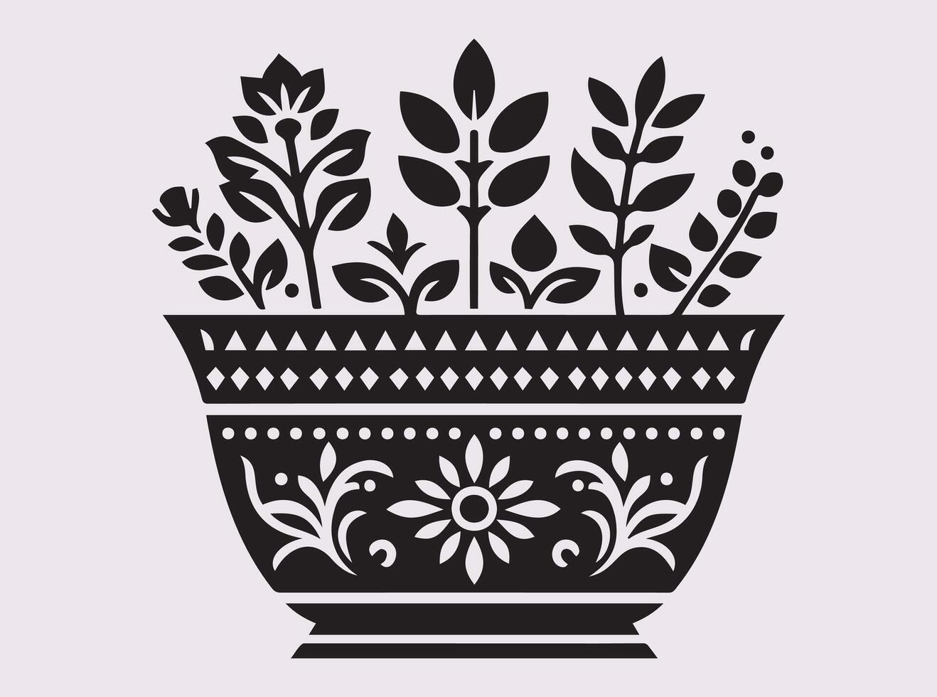 Black Silhouette of Handcrafted Pottery Planter for Traditional and Contemporary Design vector