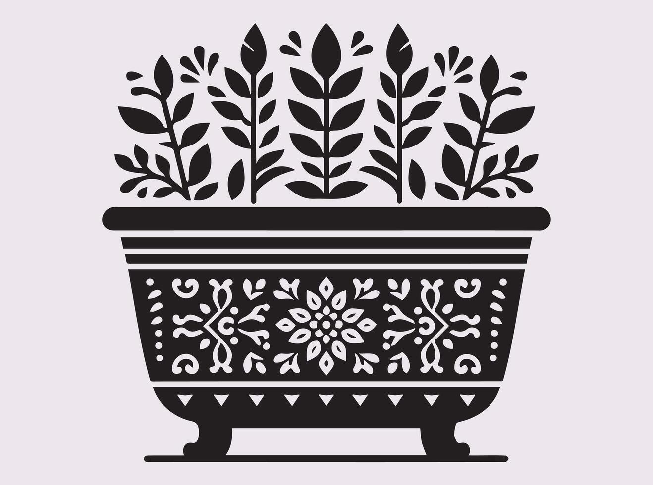 Creative Pottery Planter Silhouette in Bold Black Perfect for Interior Decor Ideas vector
