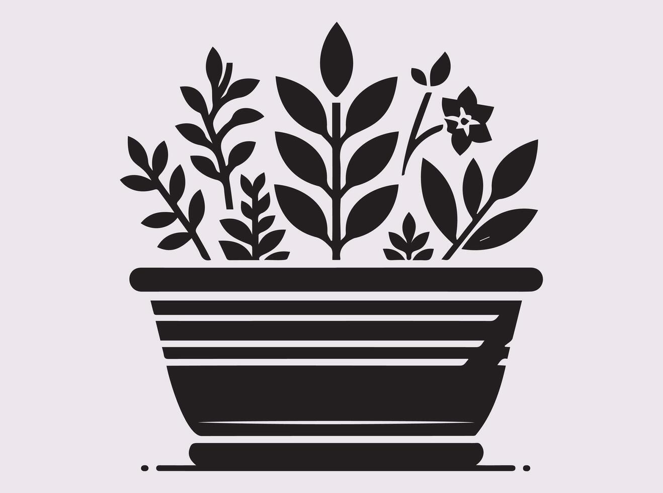 Stylish Black Silhouette of Planter Pottery for Creative Crafts and Home Display Ideas vector