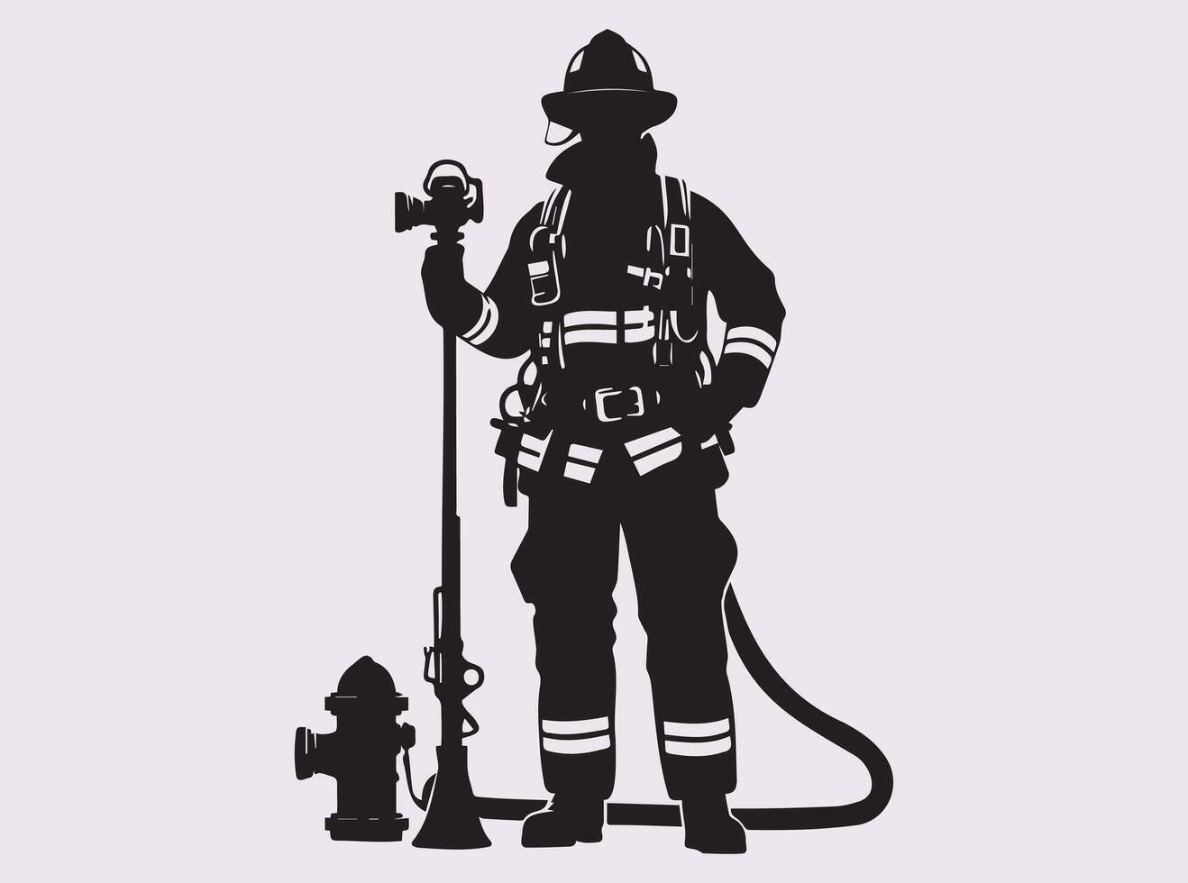 Firefighter Silhouette of a Fireman Protecting People and Property from Fire vector