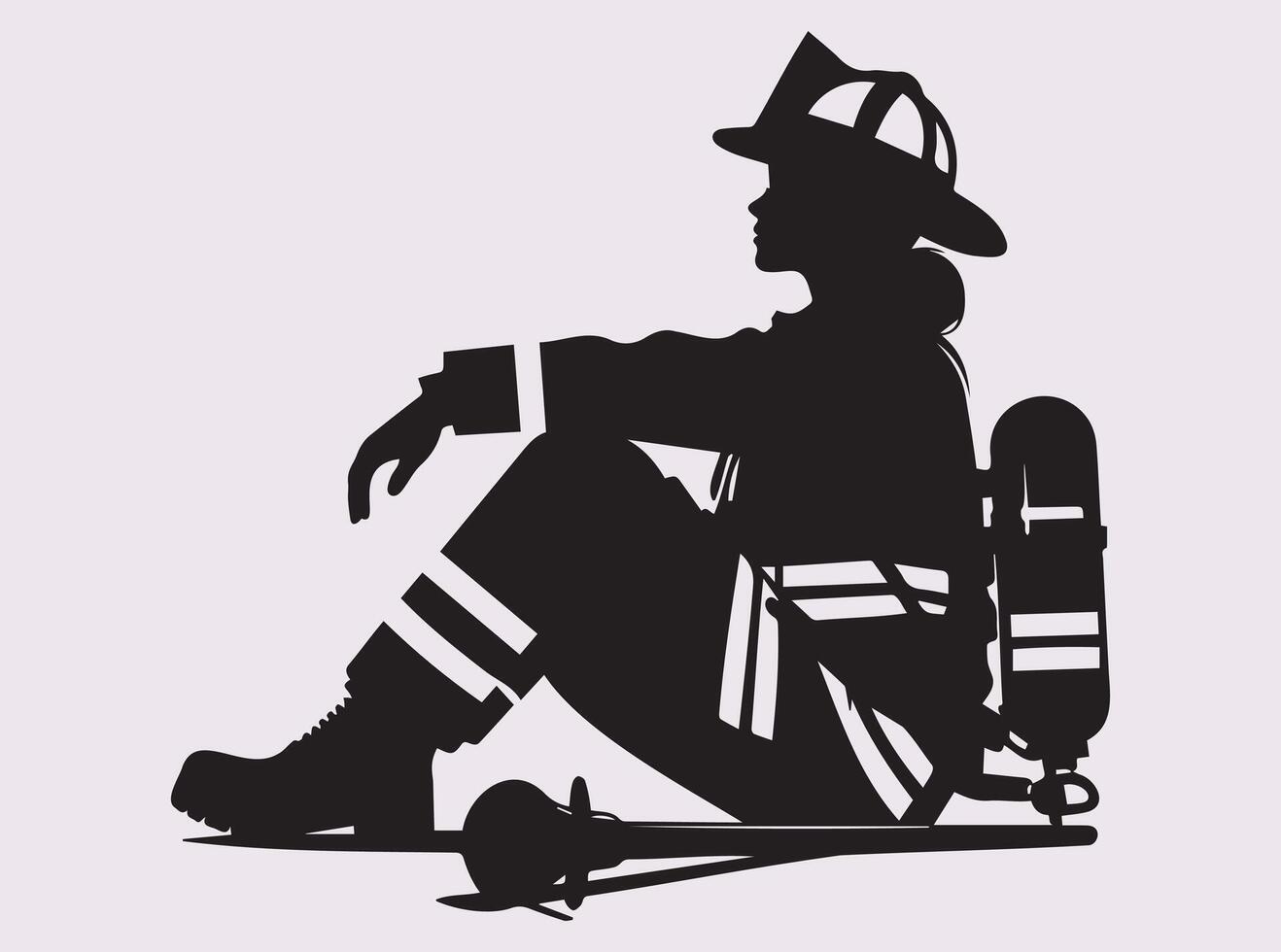 Firefighter Silhouette Symbolizing the Dedication and Heroism of Firefighters vector