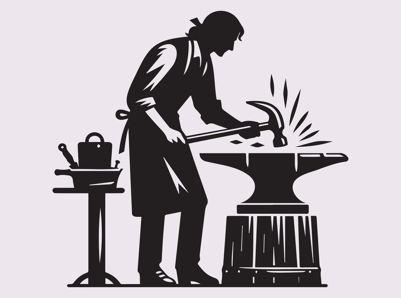 Blacksmith Silhouette Expressing the Power and Skill of Traditional Ironwork vector