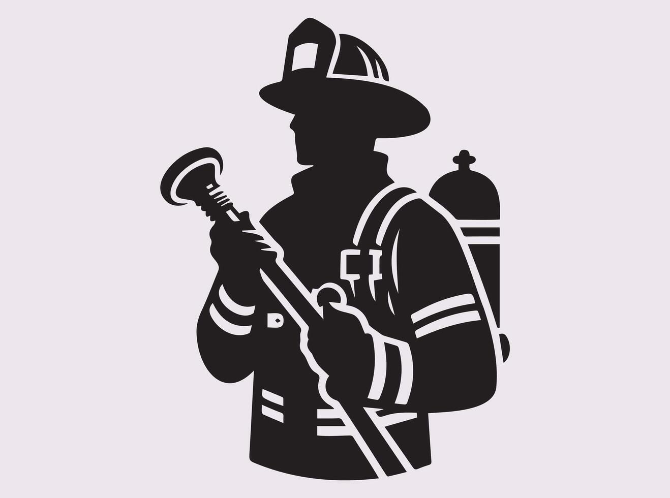 Firefighter Silhouette Image of a Firefighter Climbing a Ladder with Equipment vector
